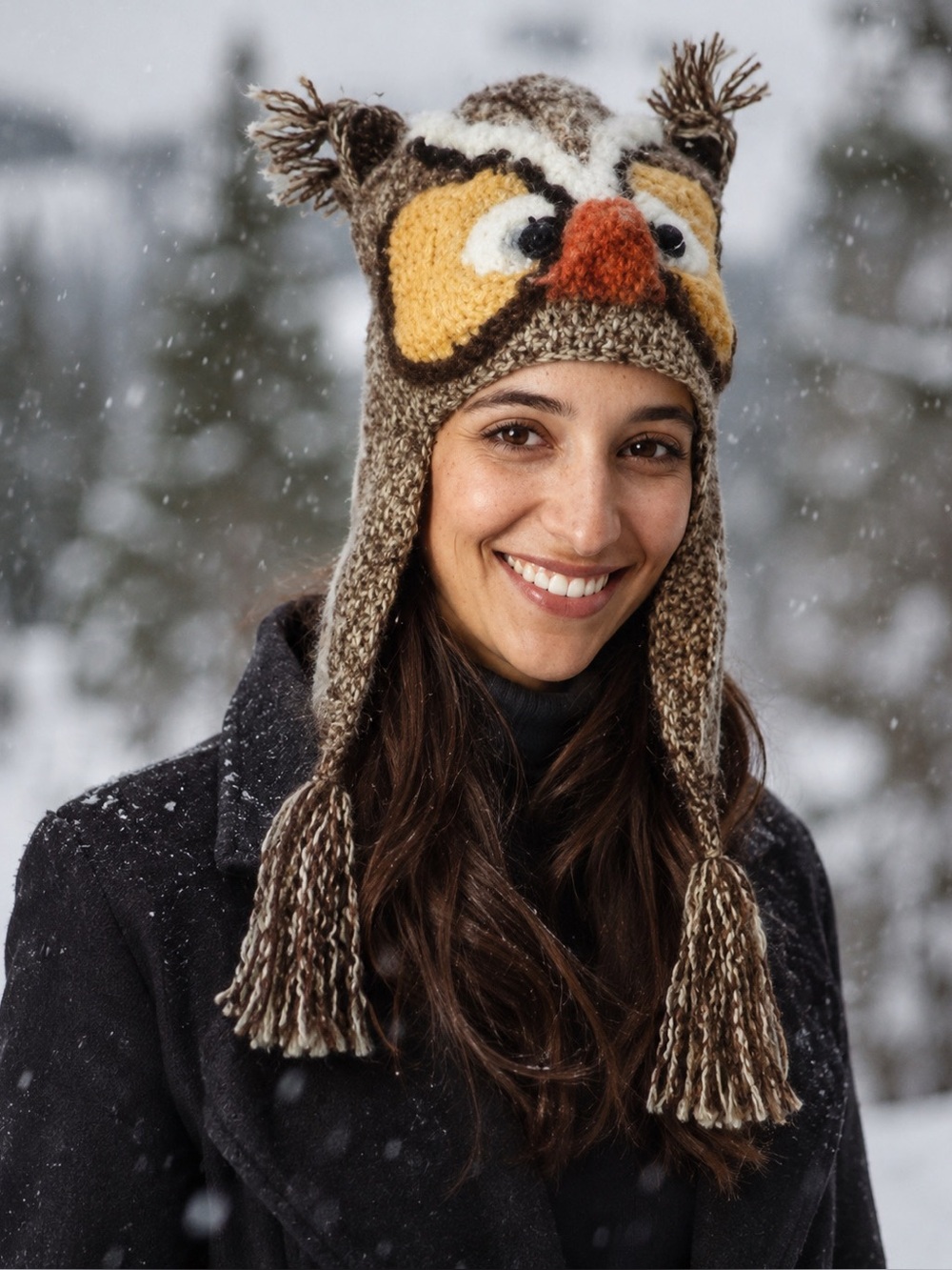 ANTHROPOLOGIE PERIKA Peruvian Trading Company Owl Winter Hat One Size